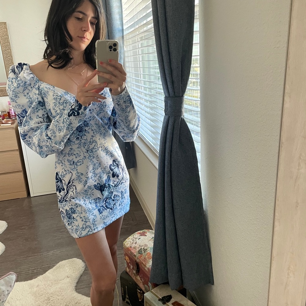 Puff Sleeve Mini Floral Dress